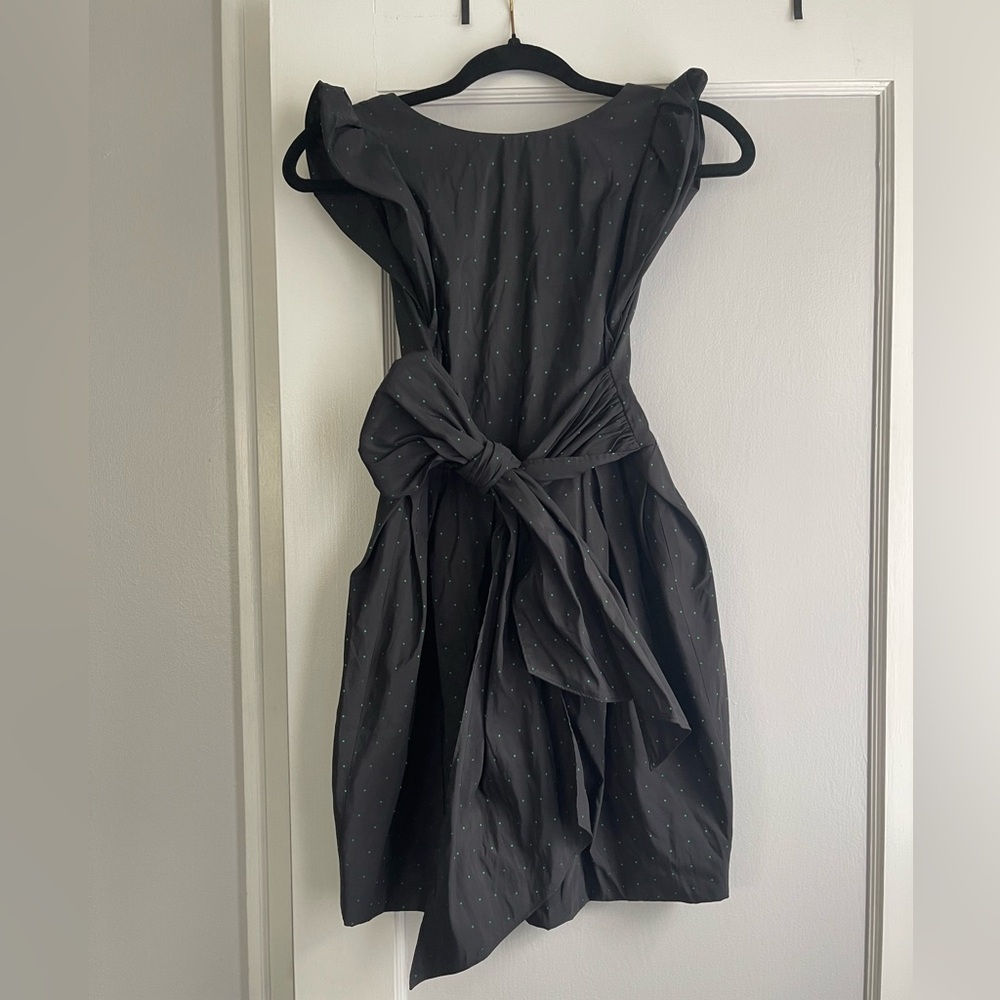 FRAY I.D Black Dress with Green Polka Dots – Made In Japan